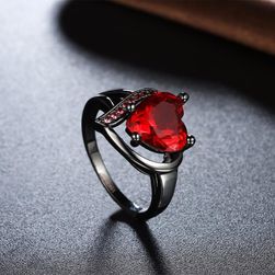 Dámský prstýnek se srdcem a kamínkem - 3 velikosti
