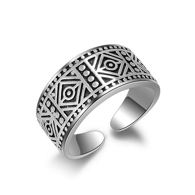 Dámský antický prstýnek - stříbrná barva 1