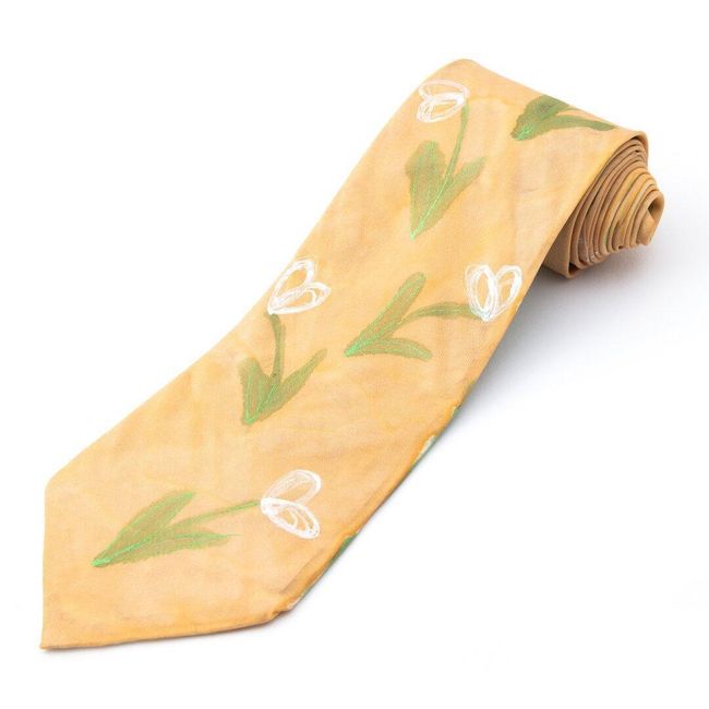 Kézzel festett selyem nyakkendő Hóvirág 1