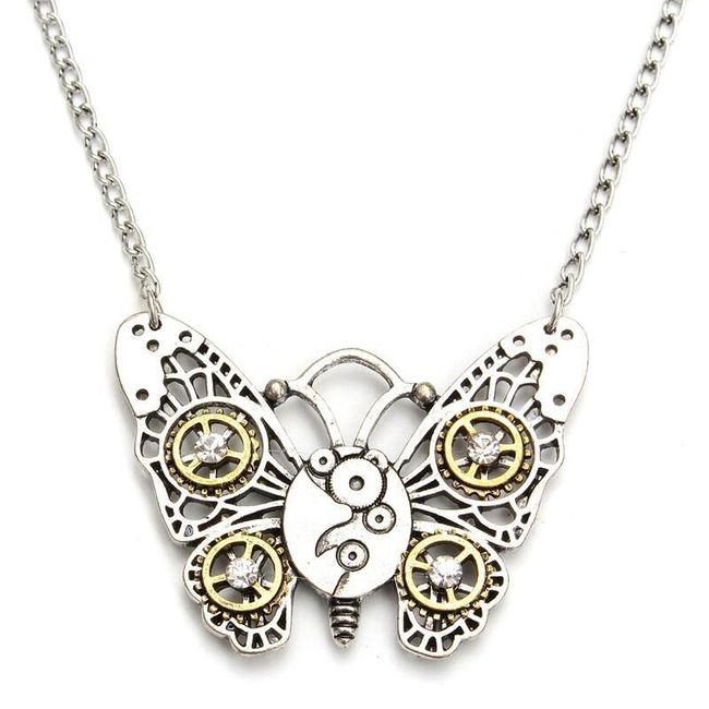 Steampunkový náhrdelník s přívěskem motýla 1