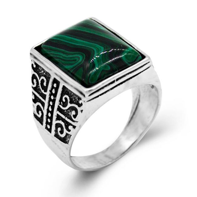 Pánský prsten - zelený kámen 1