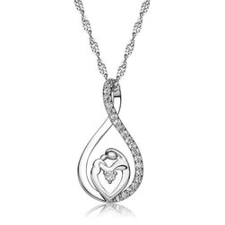 Ogrlica z obeskom s kristali in liki - materina ljubezen