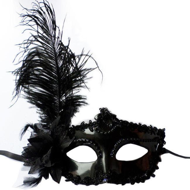 Maska za Noć vještica s perjem - 2 boje 1