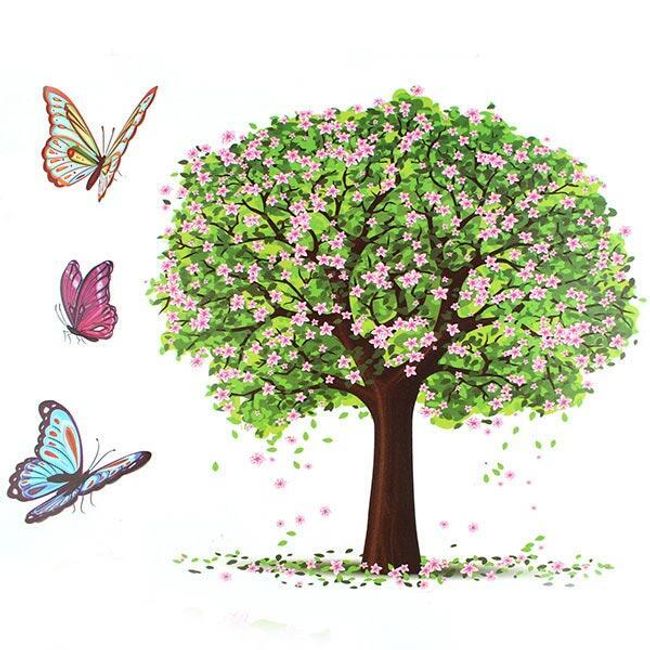 Samolepka na zeď - strom s motýlky 1