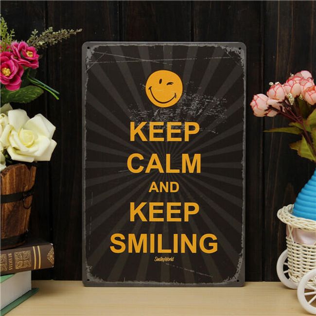 Plechová ceduľa KEEP CALM AND KEEP SMILING 1