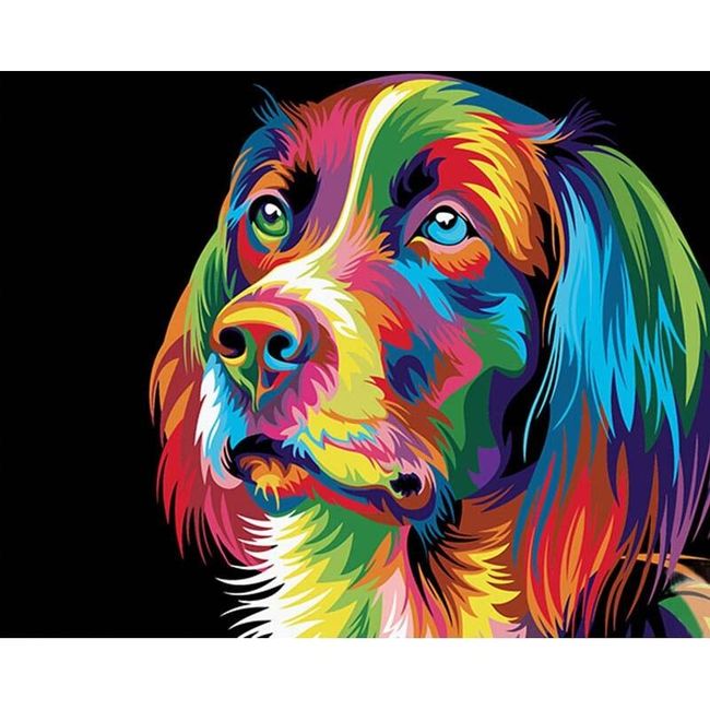 Malování podle čísel - barevný pes 1
