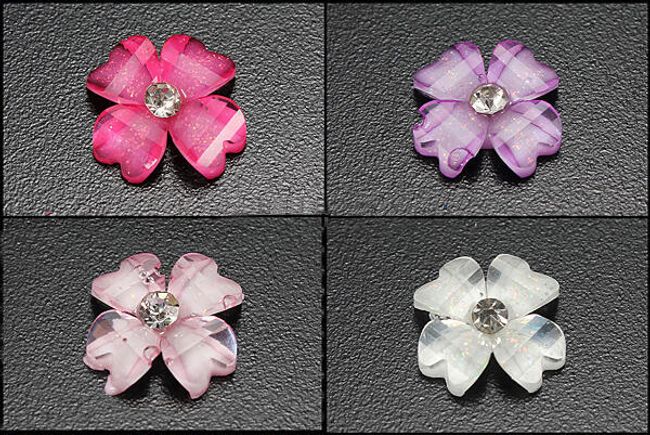Dekoracyjne błyszczące kamyczki w kształcie kwiatków - 30 sztuk, oferujemy 4 kolory 1