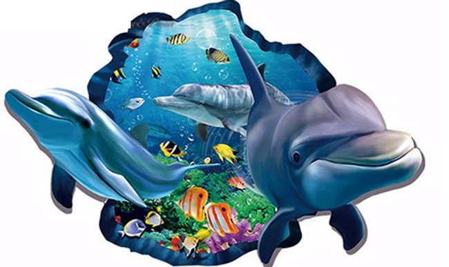 3D nálepka s delfínmi 1