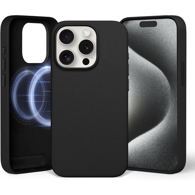 Husa din piele vegana pentru iPhone 15 Pro, neagra ZO_BE1700460 1