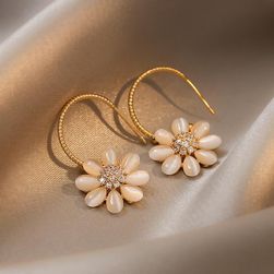 Koreai aranyos opál virág medál karika fülbevaló nőknek divatos berakott cirkon arany színű fém kör fülbevaló esküvői ékszerek SS_1005005488804208