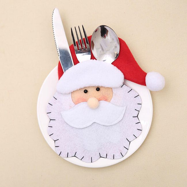 Božićni džep za pribor za jelo - Deda Mraz kapa 1