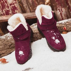 Ženski zimski škornji s krznom - gležnjarji Rdeči - 7, tekstilne velikosti KONFEKCIJA: ZO_232347-7