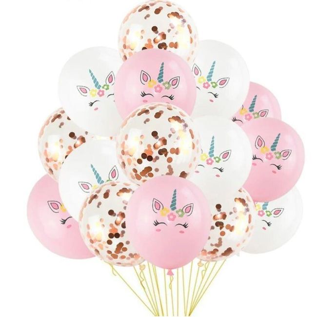 1 комплект балони за рожден ден - еднорог SS_32998374835-15pcs K 1