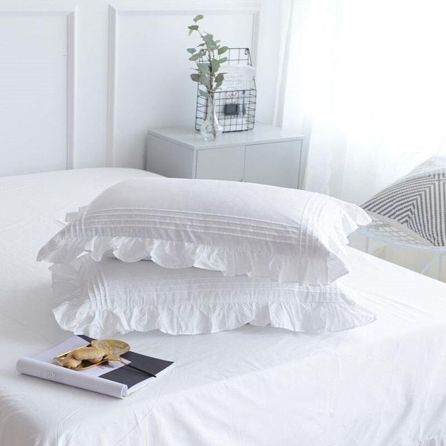 100% bavlněný povlak na polštář Lotus Leaf Pillow Cover Princess Girl Dormitory Ruffle Sleep Pillowcases 2 kusy SS_4001035033376 1