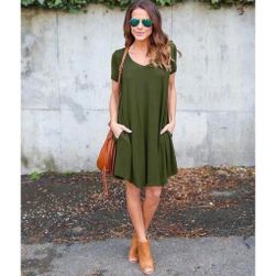 Дамска ежедневна рокля с къси ръкави - зелена - размер 5 ZO_ST00332