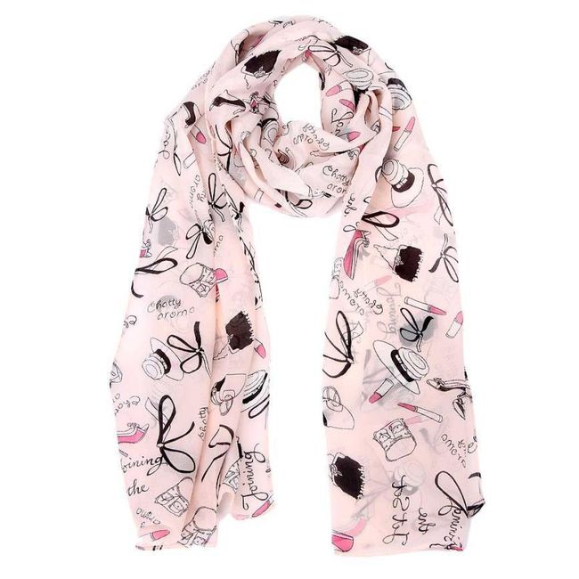 Dámský šátek v růžové barvě s módními doplňky 1