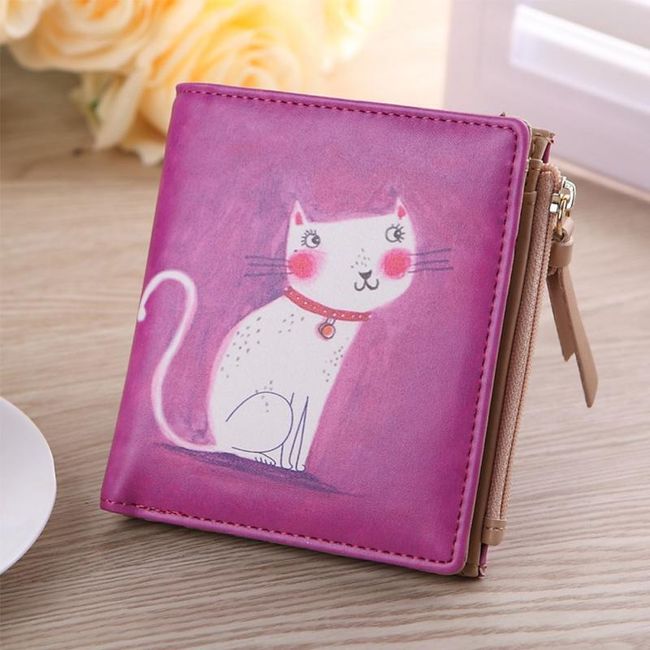 Dámska peňaženka - maľovaná mačička 1
