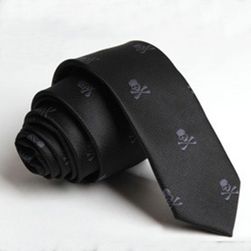 Pánská černá kravata s lebkami