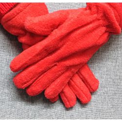 Damskie czerwone rękawiczki polarowe, rozmiar S ZO_98-1E8709