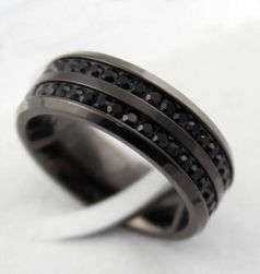 Černý prsten s kamínky - různé velikosti