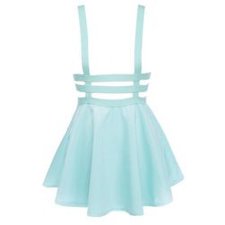 Udobna mini suknja sa tregerima - bela, plava