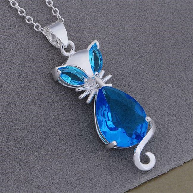 Dámsky náhrdelník - modrá mačička 1