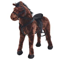 Stojící plyšová hračka kůň tmavě hnědý XXL ZO_91327-A
