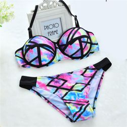 Costum de baie din două piese cu efect push-up - culoare neon