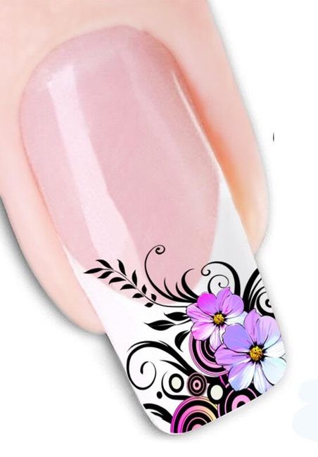 Стикери за нокти с лилави цветя 1