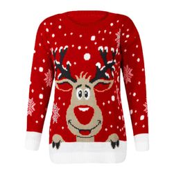 Красив коледен пуловер с елени - 2 цвята