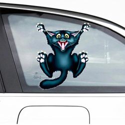 Autó matrica - ijedt macska