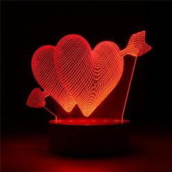 3D LED lampa u obliku srca
