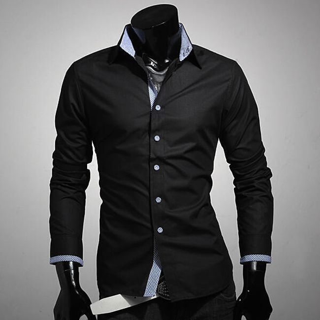 Pánská košile - více barev - černá - M 1