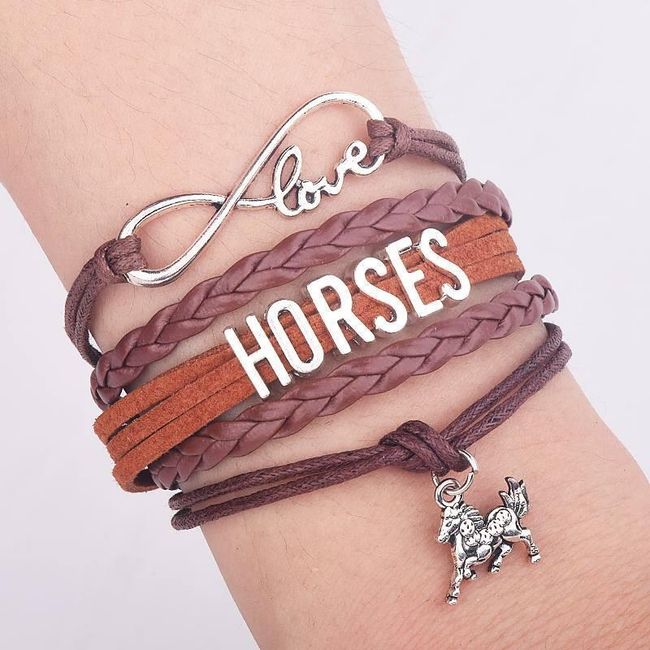Koženkový náramek s přívěškem koně 1