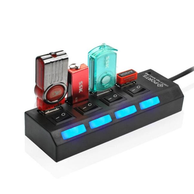 USB HUB s vypínačmi - 4 porty 1