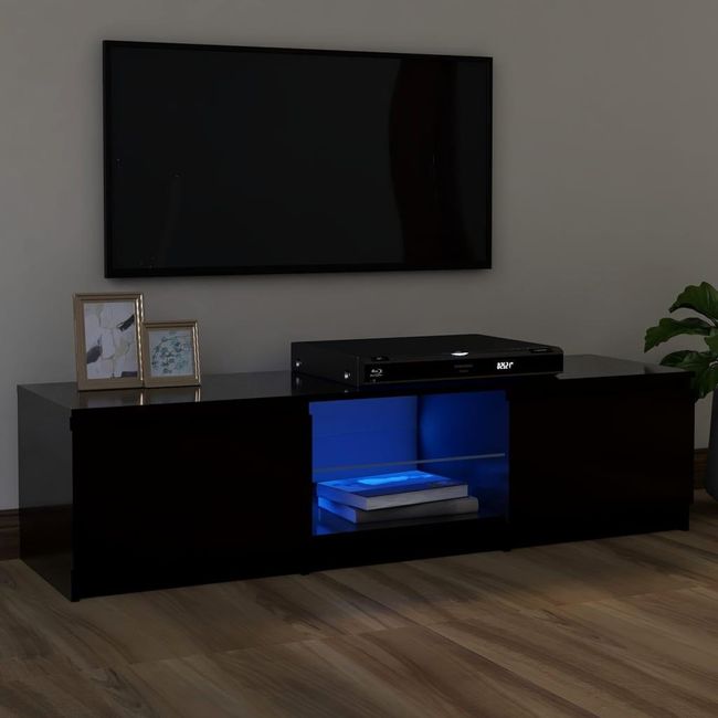 TV szekrény LED világítással fekete 120 x 30 x 35,5 cm 120 x 30 x 35,5 cm ZO_833312-A 1