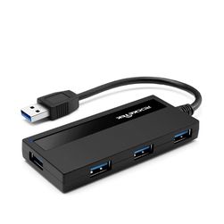 Izuzetno tanak USB hub sa četiri ulaza u crnoj boji