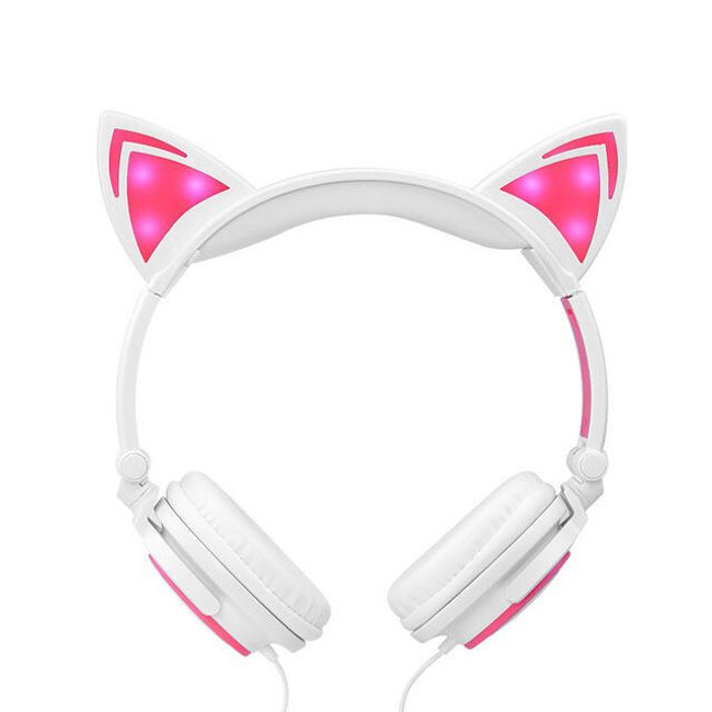 LED világitó fülhallgató  cica fülek formában 1
