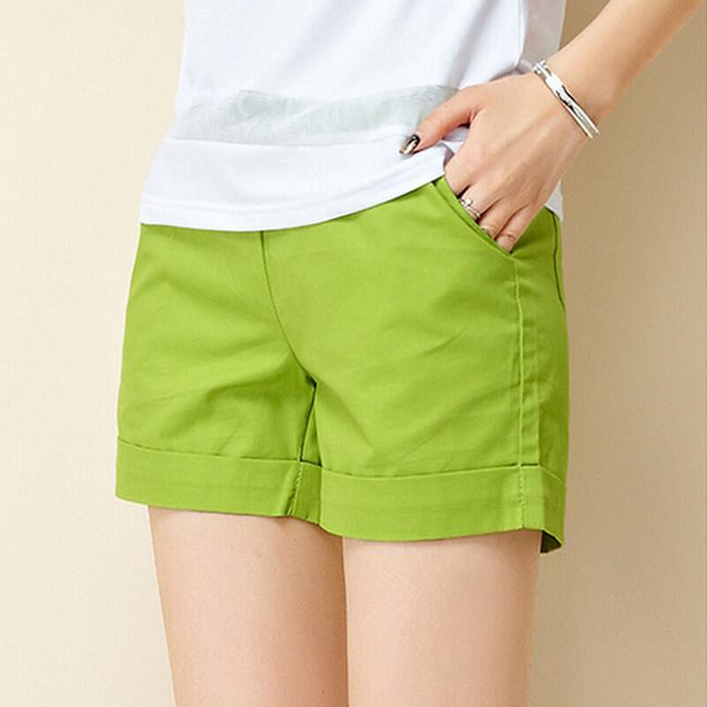 Едноцветни къси панталони с еластичен колан - различни цветове 1