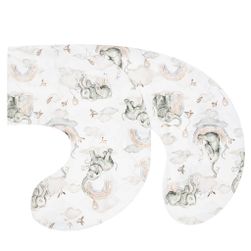Poszewka na poduszkę do karmienia w kształcie litery C Słonie biało-szara RW_50229