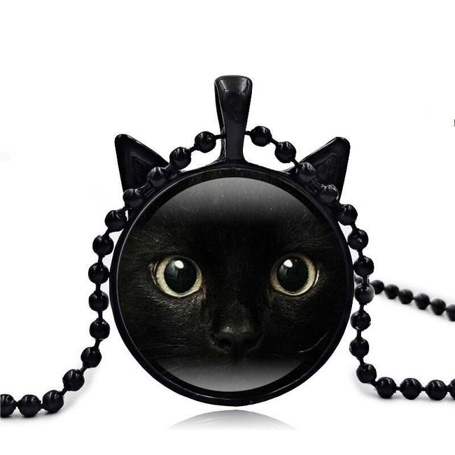 Náhrdelník s přívěskem černé kočičky - 3 barvy 1