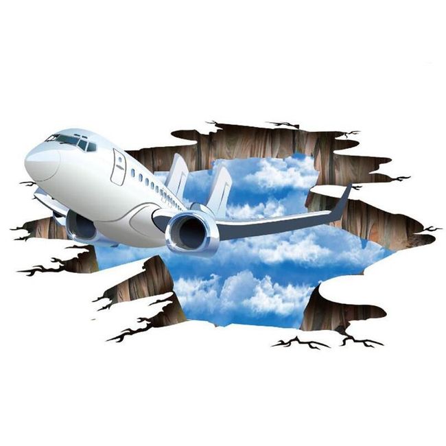 3D naljepnica sa avionom u oblacima 1