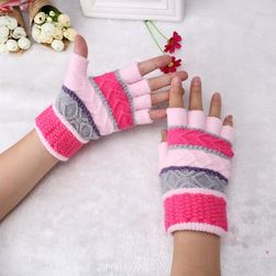 Rękawiczki damskie w paski w jasnych kolorach 