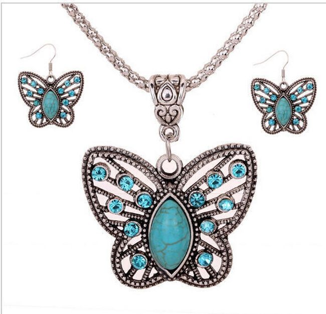 Set motýlkových šperků v tyrkysové barvě 1
