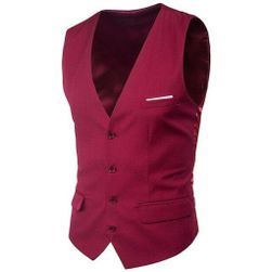 Męska elegancka kamizelka - 9 kolorów Burgundy - rozmiar 6, Rozmiary XS - XXL: ZO_233346-2XL
