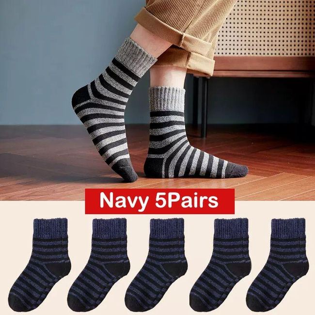 5pár téli vastag zokni férfiak szuper vastagabb szilárd zokni csíkos merinó gyapjú nyúl zokni hideg hó ellen Oroszország téli meleg zokni SS_1005004812609056 1