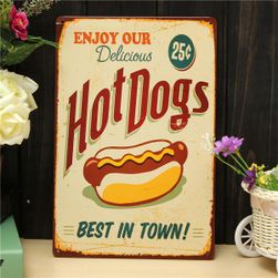 Semn metalic retro - hot dog