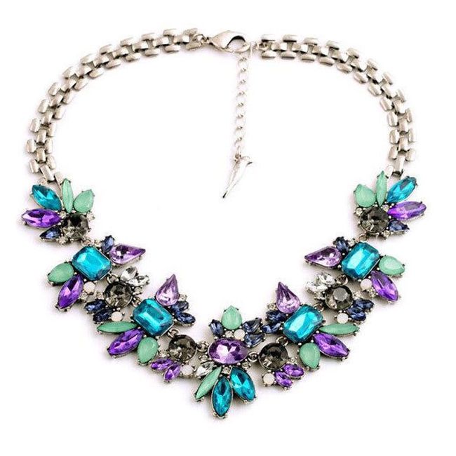 Nádherný dámský náhrdelník s barevnými kameny 1