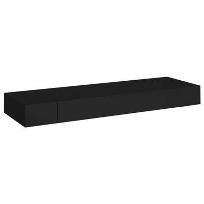 Pływająca półka ścienna z szufladą czarna 80 x 25 x 8 cm ZO_288206-A 1