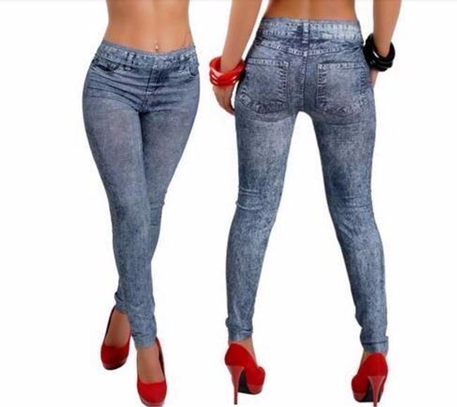 Colanți de tip jeans - culoare albastră 1